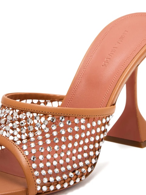 Amina Muaddi 95mm crystal-embellished net sandals - Brown - zdjęcie produktu nr 2