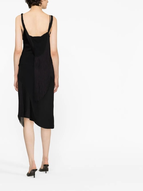 Victoria Beckham asymmetric fringed slip dress - Black - zdjęcie produktu nr 2