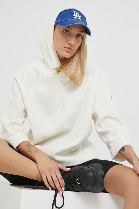 Fila bluza damska kolor beżowy z kapturem gładka - zdjęcie produktu nr 1