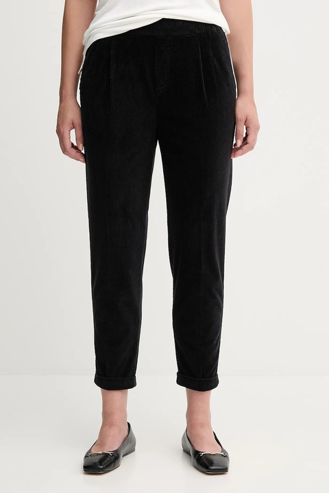 United Colors of Benetton spodnie sztruksowe damskie kolor czarny proste high waist 4HA2556K4 - zdjęcie produktu nr 1
