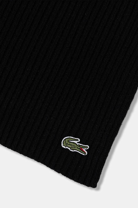 Lacoste szalik wełniany kolor czarny gładki RE0058 - zdjęcie produktu nr 2