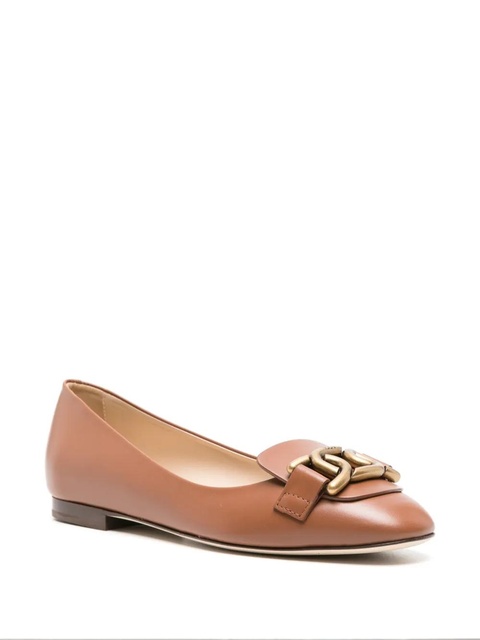 Tod's round-toe leather ballerina shoes - Brown - zdjęcie produktu nr 1