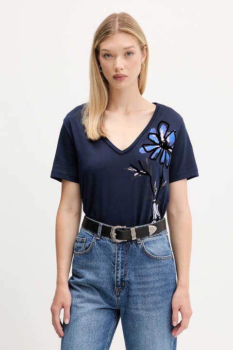 Desigual t-shirt bawełniany DUMAS damski kolor granatowy 25WWTK28 - zdjęcie produktu nr 1
