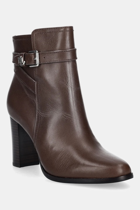 Lauren Ralph Lauren botki skórzane Brke Bt Hl 2 damskie kolor brązowy na słupku 802974475002 - zdjęcie produktu nr 1