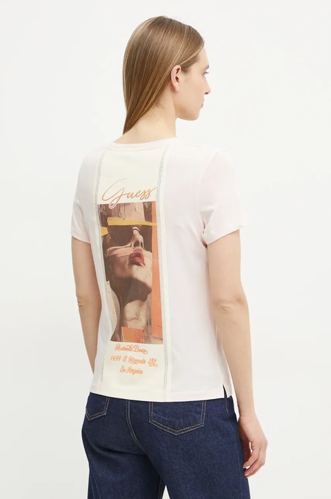 Guess t-shirt damski kolor różowy W5GI09 K5JK1 - zdjęcie produktu nr 1