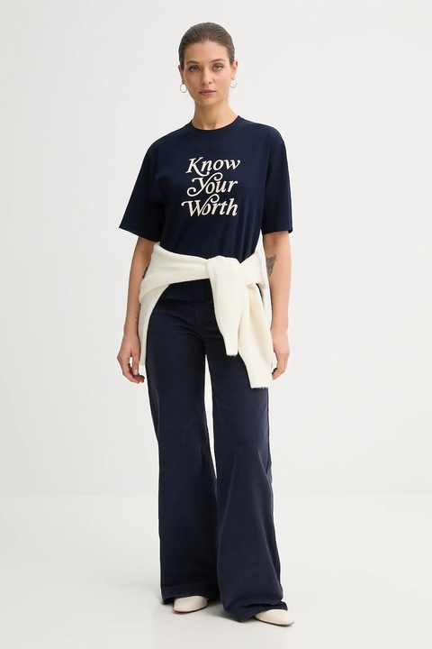 United Colors of Benetton t-shirt bawełniany damski kolor granatowy 3DCJD10B9 - zdjęcie produktu nr 1