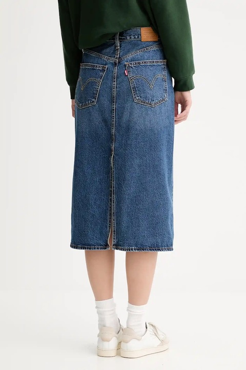 Levi's spódnica jeansowa kolor niebieski midi prosta 001VH - zdjęcie produktu nr 2