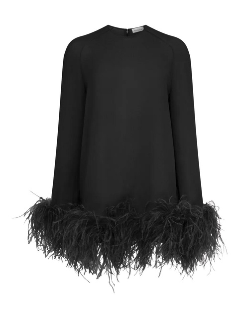 16Arlington Hodi feather-trim mini dress - Black - zdjęcie produktu nr 1