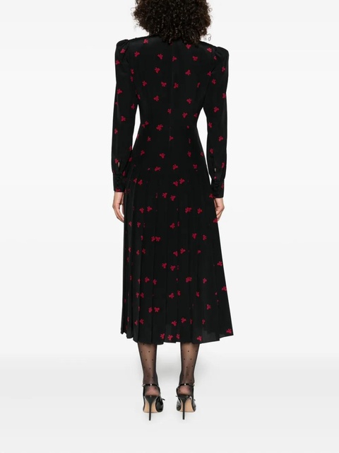 Alessandra Rich pleated bow-print dress - Black - zdjęcie produktu nr 2