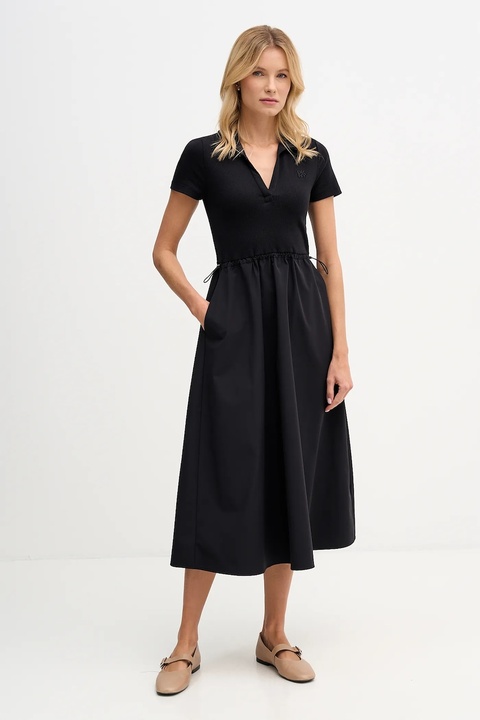 Dkny sukienka kolor czarny midi rozkloszowana DJ5D9139 - zdjęcie produktu nr 1