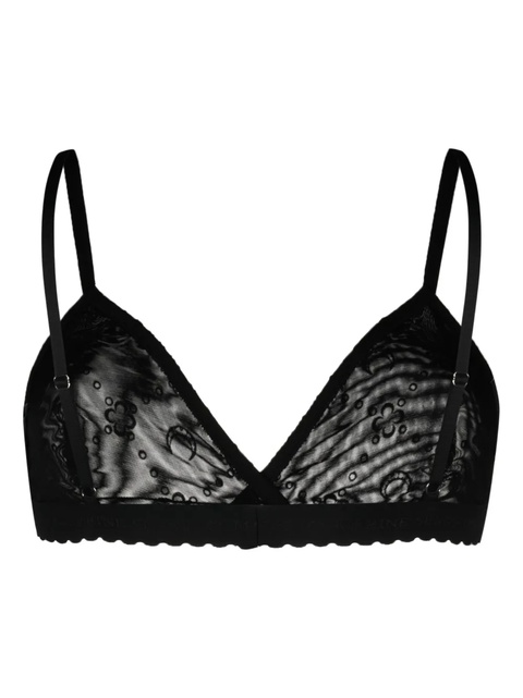 Marine Serre logo-flocked mesh bra - Black - zdjęcie produktu nr 1