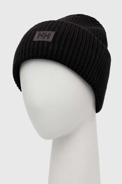 Helly Hansen czapka HH RIB BEANIE kolor czarny z grubej dzianiny 54020 - zdjęcie produktu nr 1