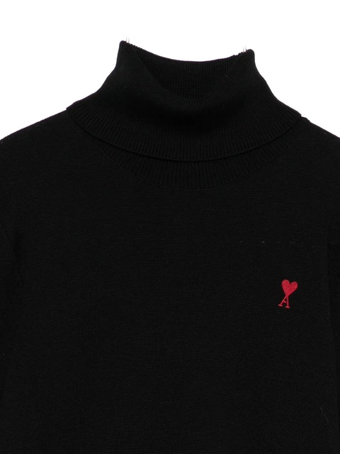AMI Paris heart-embroidered turtleneck sweater - Black - zdjęcie produktu nr 2