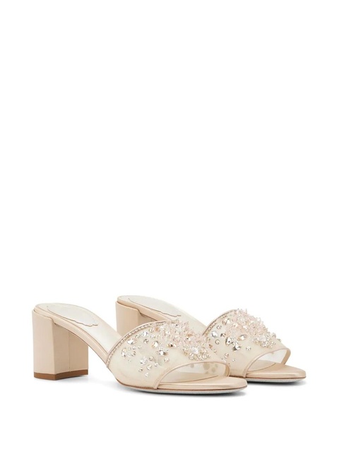 René Caovilla 80mm crystal-embellished mules - Neutrals - zdjęcie produktu nr 2