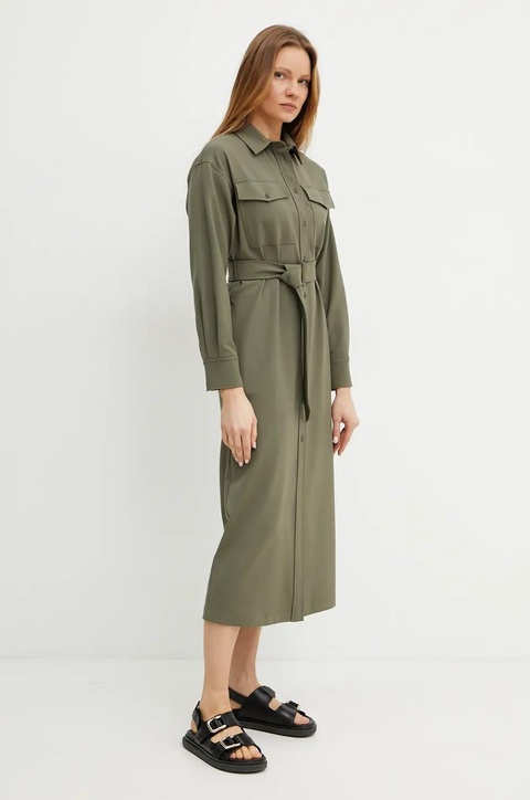 Weekend Max Mara sukienka z domieszką wełny kolor zielony midi prosta 2515221071600 - zdjęcie produktu nr 2