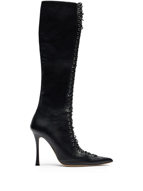 Blumarine lace-up pointed-toe boots - Black - zdjęcie produktu nr 2