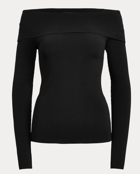 LAUREN BY RALPH LAUREN - Czarna bluzka z odkrytymi ramionami - zdjęcie produktu nr 1
