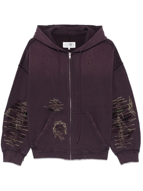 MM6 Maison Margiela distressed hoodie - Purple - zdjęcie produktu nr 1