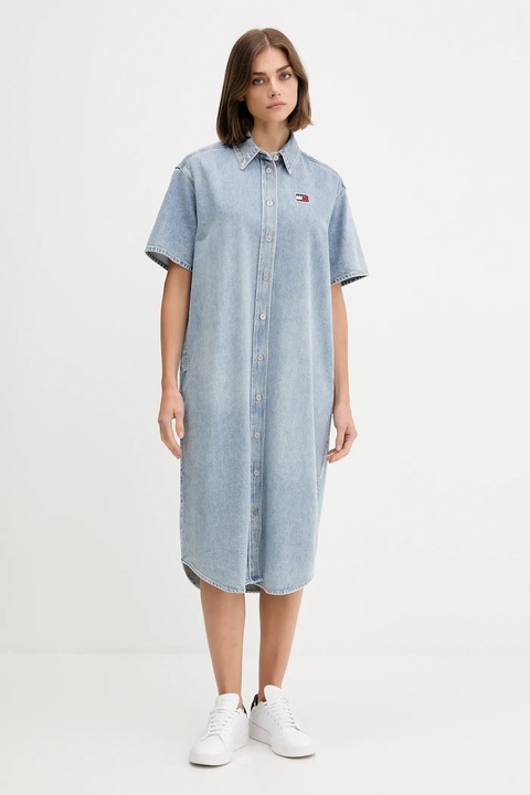 Tommy Jeans sukienka jeansowa kolor niebieski mini rozkloszowana DW0DW21205 - zdjęcie produktu nr 1