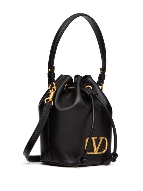 Valentino Garavani mini VLogo Signature leather bucket bag - Black - zdjęcie produktu nr 2