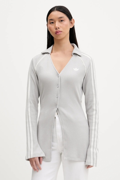 adidas Originals koszula Button Down damska kolor szary regular z kołnierzykiem klasycznym KR5109 - zdjęcie produktu nr 1