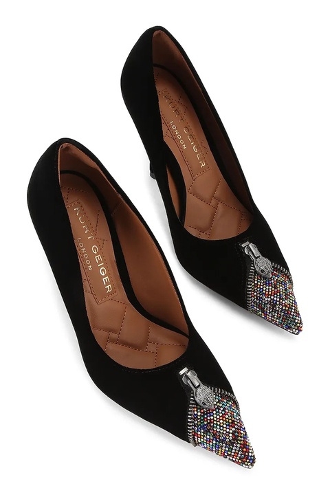 Kurt Geiger London szpilki zamszowe Zip Court kolor czarny 4987309789 - zdjęcie produktu nr 1