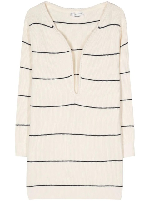 Victoria Beckham stripped knitted mini dress - Neutrals - zdjęcie produktu nr 1