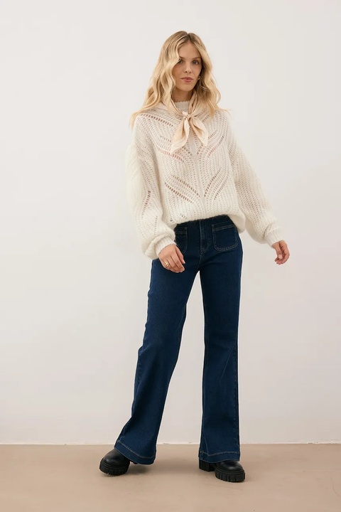 Bizuu sweter z dodatkiem wełny ROSSO damski kolor beżowy z półgolfem ROSSO KREMOWY - zdjęcie produktu nr 2