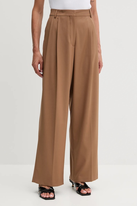 Fracomina spodnie damskie kolor brązowy szerokie high waist FS25WV3016W66101 - zdjęcie produktu nr 1