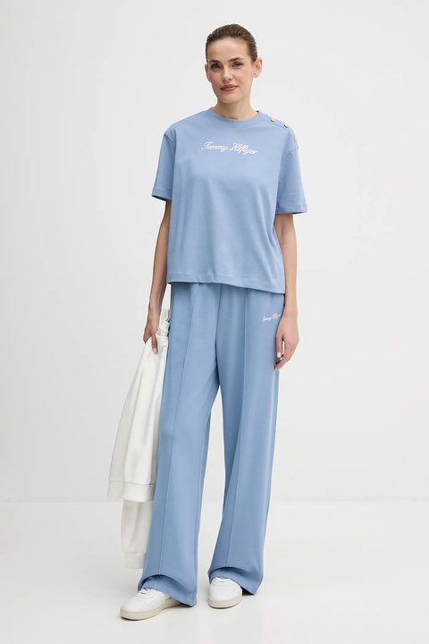 Tommy Hilfiger t-shirt bawełniany damski kolor niebieski WW0WW47819 - zdjęcie produktu nr 2