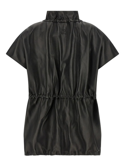 Magda Butrym ruffled high-neck leather jacket - Black - zdjęcie produktu nr 1