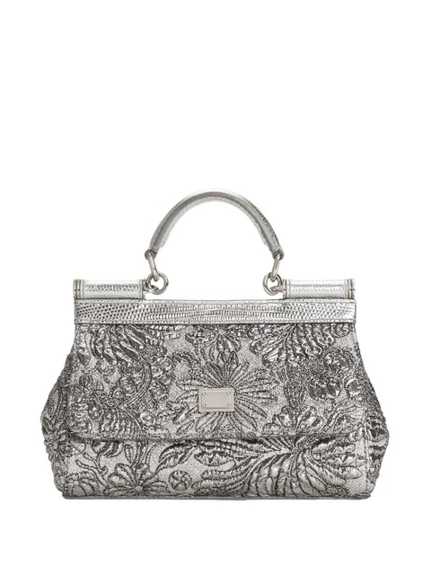 Dolce & Gabbana small Sicily brocade tote bag - Silver - zdjęcie produktu nr 1