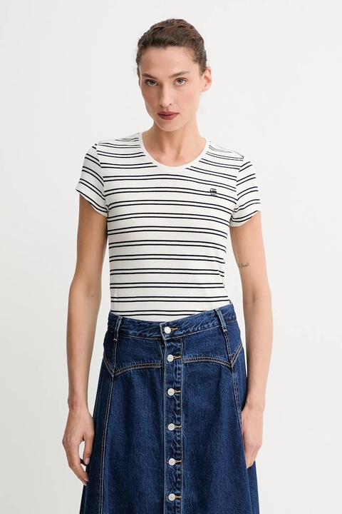 G-Star Raw t-shirt bawełniany damski kolor beżowy D24533-D244 - zdjęcie produktu nr 1