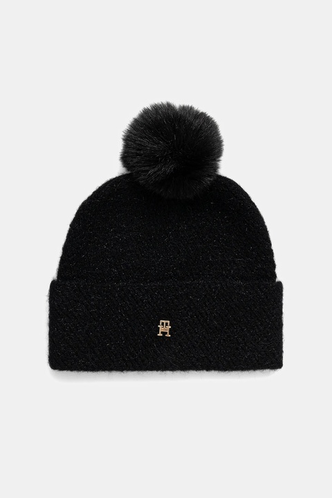 Tommy Hilfiger czapka z dodatkiem wełny kolor czarny AW0AW18178 - zdjęcie produktu nr 1