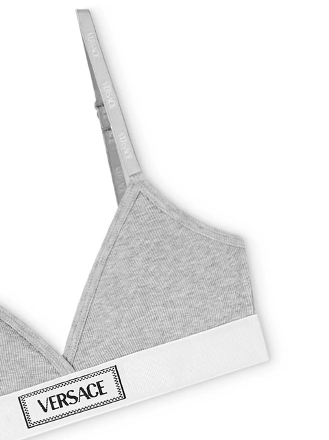 Versace logo-patch cotton-blend bra - Grey - zdjęcie produktu nr 2