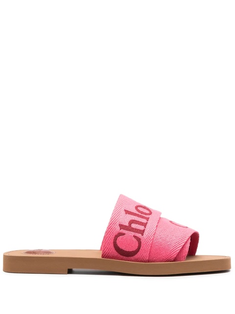 Chloé Woody logo-print slides - Pink - zdjęcie produktu nr 1