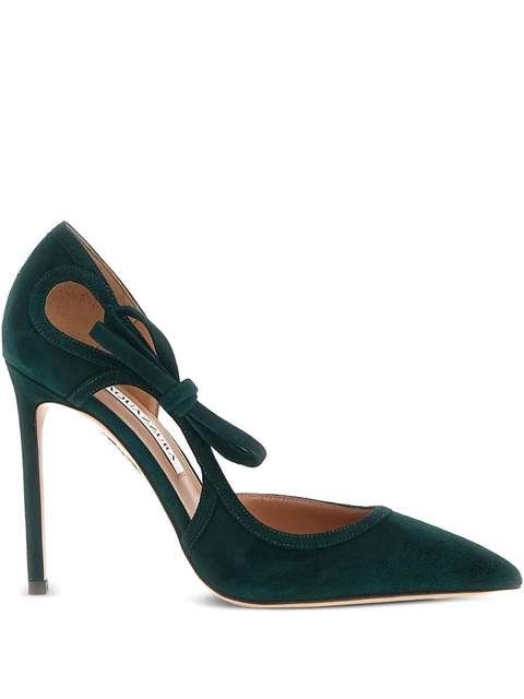 Aquazzura bow-detail cut-out pumps - Green - zdjęcie produktu nr 1