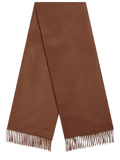 Max Mara embroidered-logo fringed-edges scarf - Brown - zdjęcie produktu nr 2