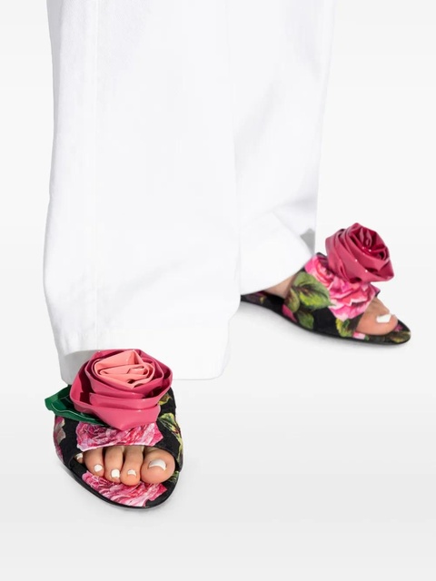 Dolce & Gabbana floral-motif slides - Black - zdjęcie produktu nr 2