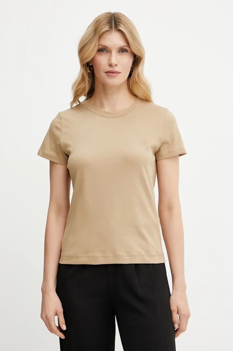 Marella t-shirt bawełniany LANGUE damski kolor beżowy 2513971025200 - zdjęcie produktu nr 1