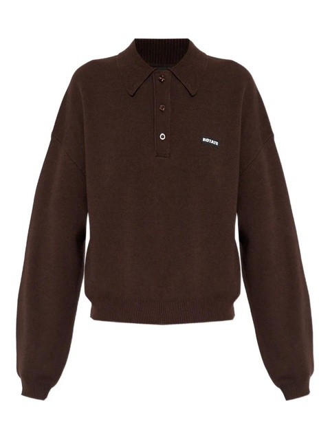 ROTATE BIRGER CHRISTENSEN logo-patch polo top - Brown - zdjęcie produktu nr 1
