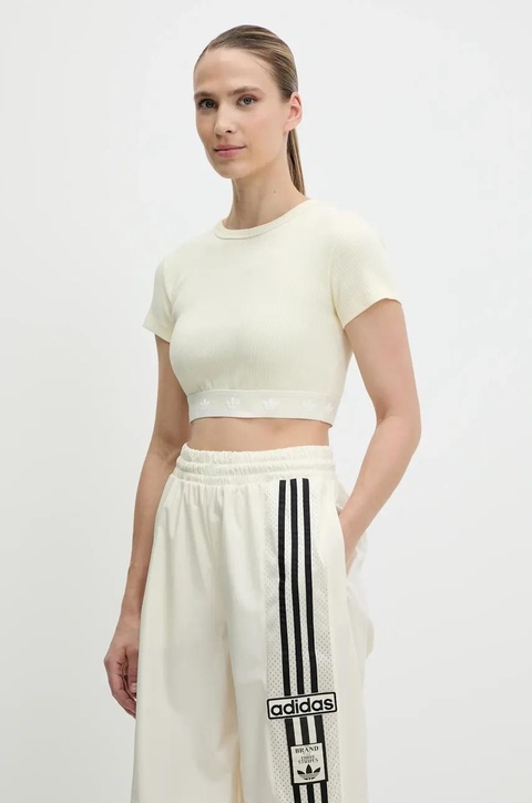 adidas Originals t-shirt Rib SS Top damski kolor beżowy JD0040 - zdjęcie produktu nr 1