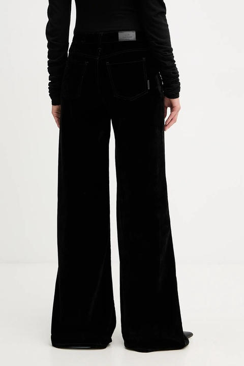 Armani Exchange spodnie welurowe damskie kolor czarny proste high waist XW001184 AF16093 - zdjęcie produktu nr 2