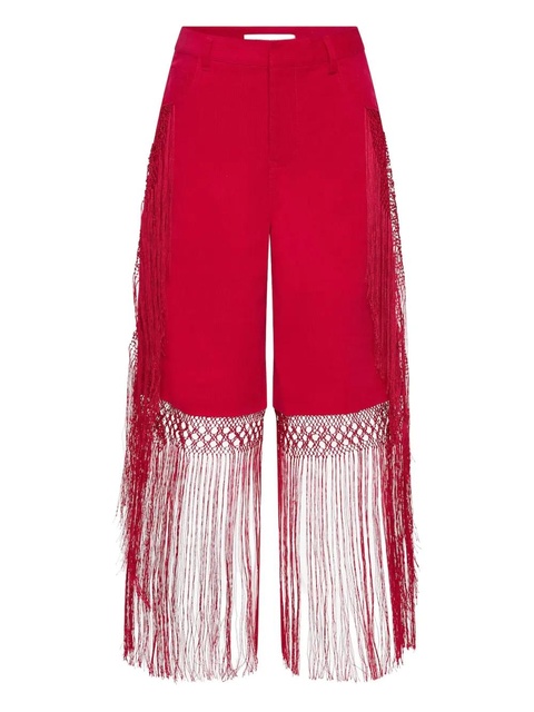 Christopher Esber macramé fringed corduroy trousers - Red - zdjęcie produktu nr 1