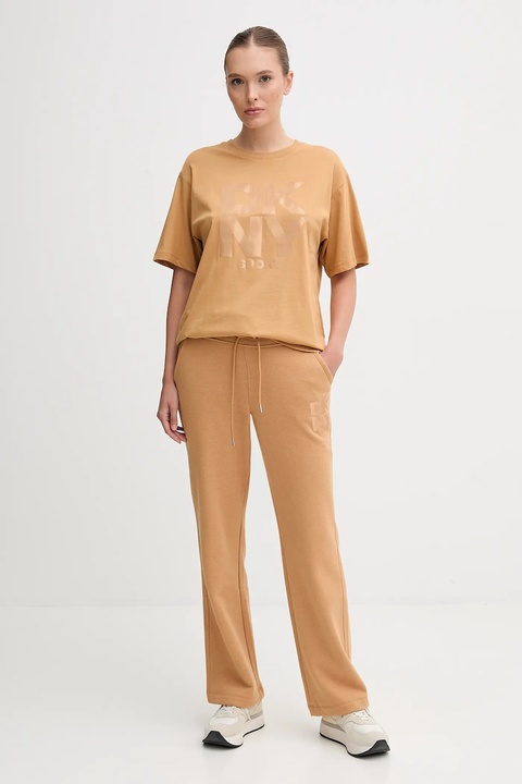 Dkny t-shirt bawełniany damski kolor brązowy DP5T1470 - zdjęcie produktu nr 1