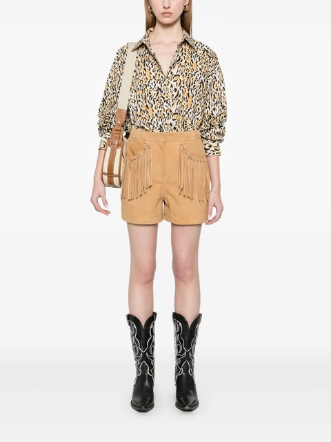 Maje fringe-detail suede shorts - Neutrals - zdjęcie produktu nr 2
