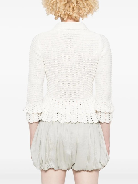 Chloé ruffled-hem crochet cardigan - White - zdjęcie produktu nr 2