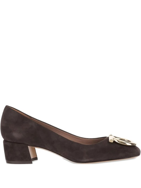Ferragamo 70mm Gancini-detail suede heeled pumps - Brown - zdjęcie produktu nr 1