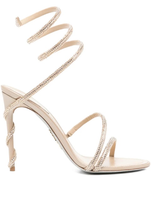 René Caovilla 110mm crystal-embellished spiral-wrap sandals - Neutrals - zdjęcie produktu nr 1