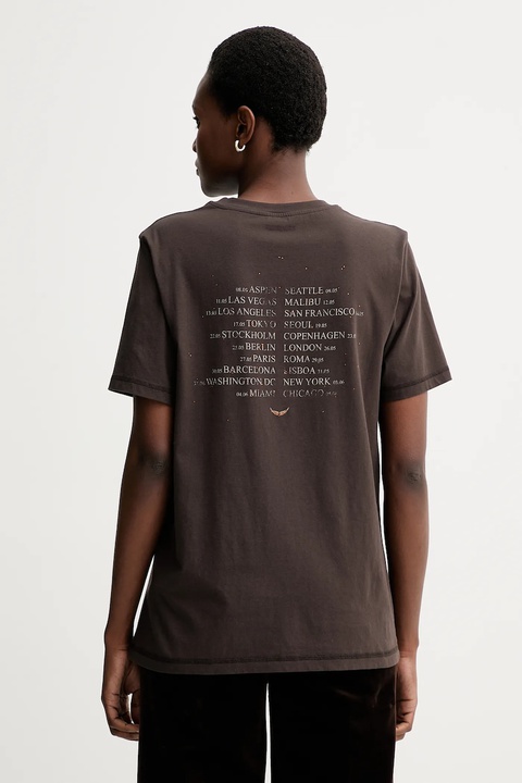 ZADIG&VOLTAIRE t-shirt bawełniany damski kolor brązowy JWTS02816 - zdjęcie produktu nr 2